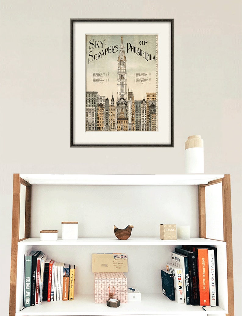 Skyscrapers Philadelphia art print poster old prints Wall poster art home decor wall print antique prints city print architectural art image 4