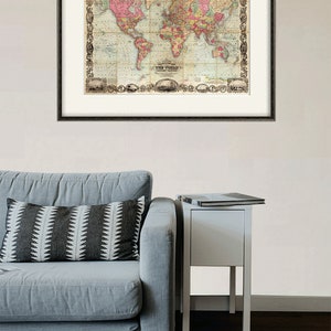 World Map Vintage Map Print Antique Map Old Prints Map Wall Etsy