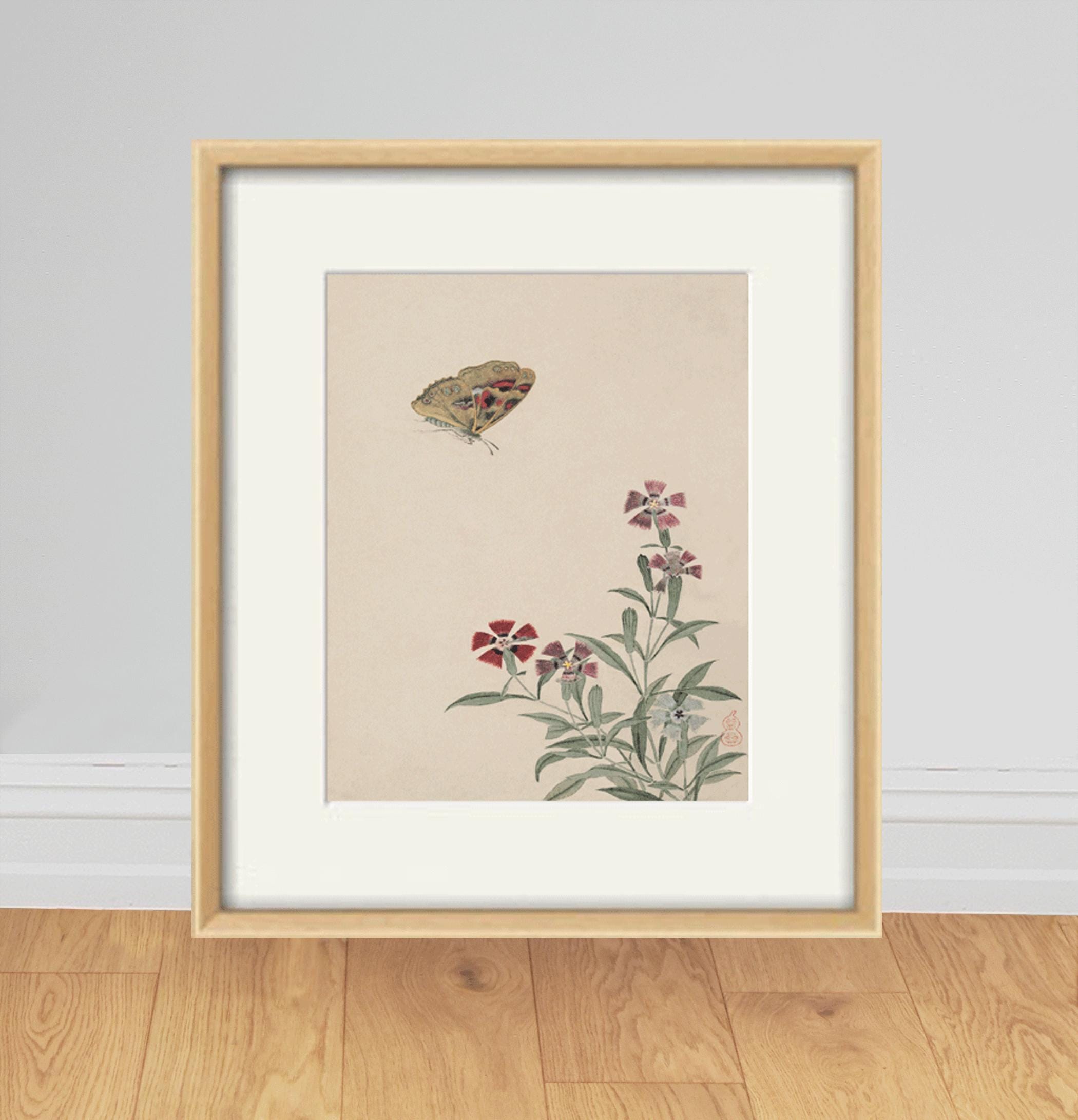 Butterfly art print Chinese art print Botanical Art print Victorian wall decor Antique prints Nature wall art Home decor art Butterfly decor