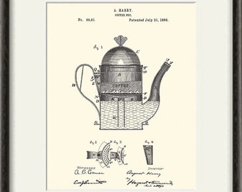 Coffee pot patent art print dining room art print patent poster coffee wall art vintage wall art kitchen coffee prints cafe print cafe decor