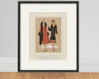 French Art Deco Fashion Print: 1920s Illustration