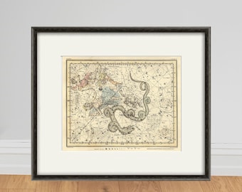 Antique Constellation Print: French Zodiac Star Map Wall Art