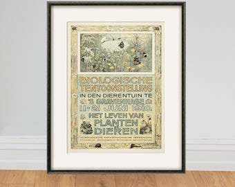 Art Nouveau Antique Print: Biologische Tentoonstelling, 1910