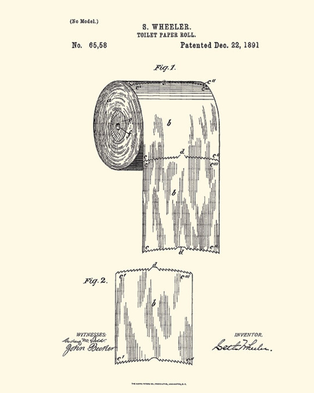 Toilet Paper Patent Art Print Bathroom Art Print Patent Poster Bathroom ...