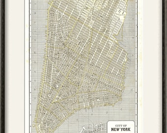 New York city map print map vintage old maps Antique map poster map decor home decor wall map print city old prints New York city print