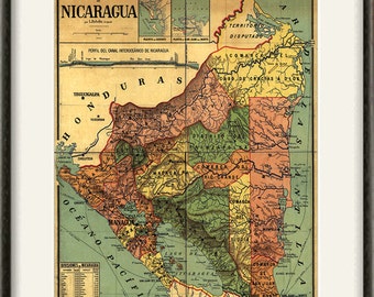 Nicaragua map print map vintage old maps Antique map poster map wall home decor wall map Nicaragua print old maps Nicaragua poster large map