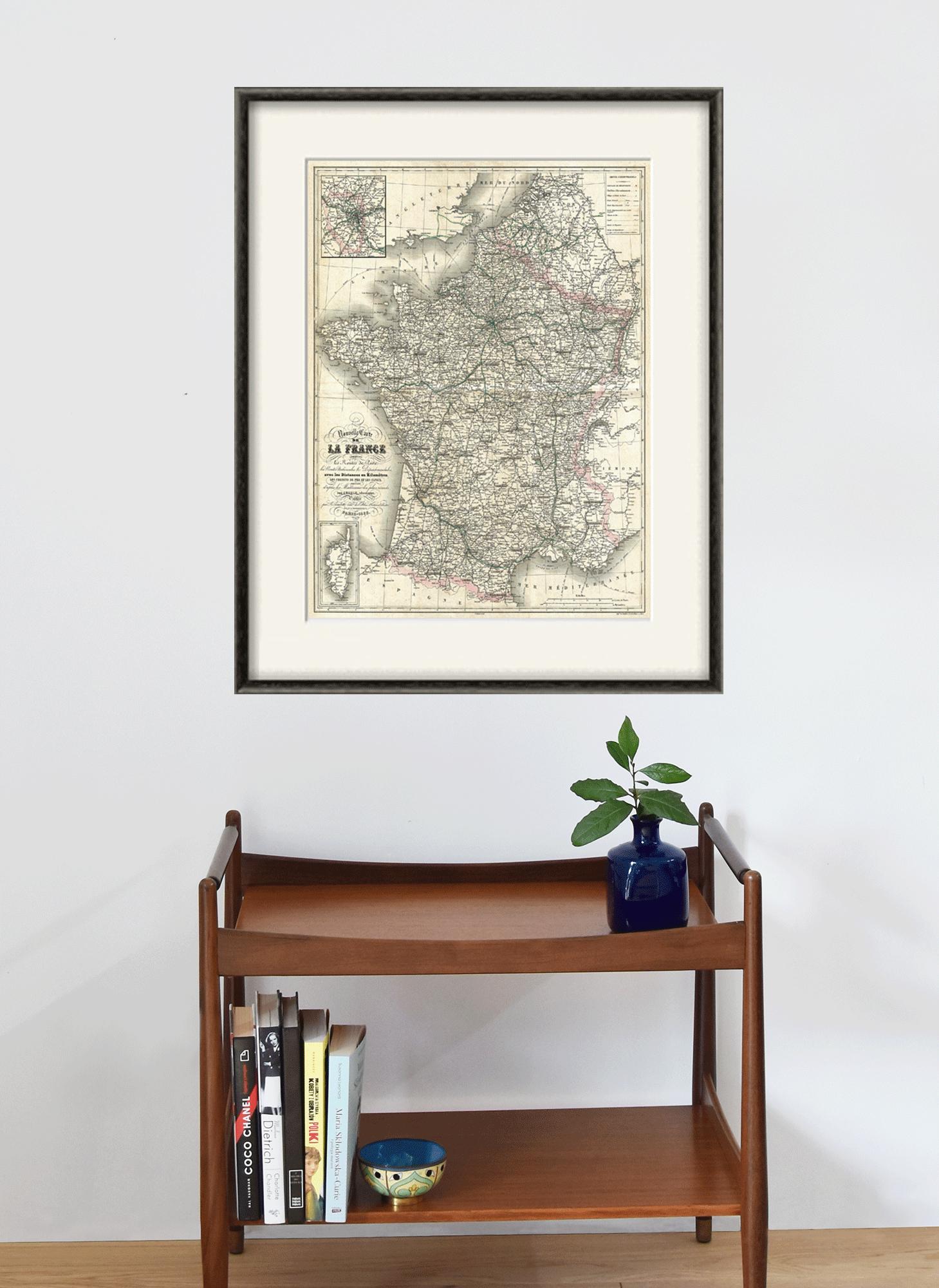 Vintage France Map Print: 1866 Antique Home Decor - Etsy