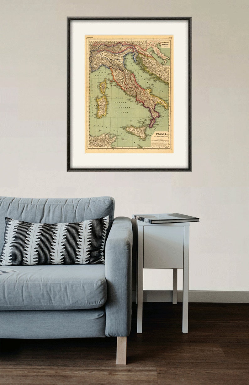 Italian map print map vintage old maps Antique map poster map wall home decor wall map italian print old prints italian decor large map image 8