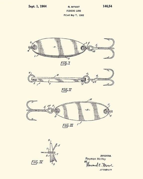 Fishing Lure Patent Art Print: Vintage Fisherman Decor - Etsy