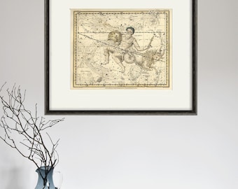 Antique Aquarius Constellation Art Print: French Zodiac Astrology