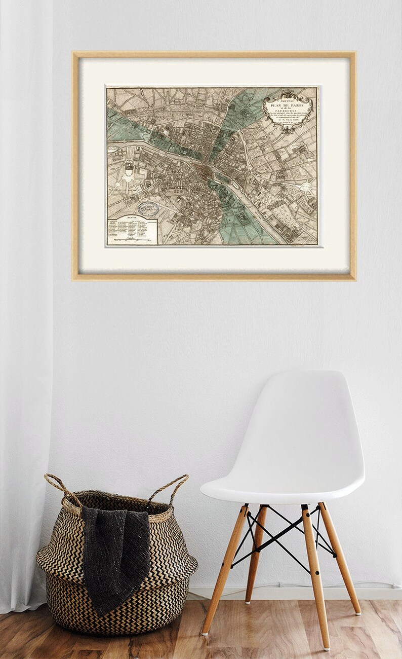 Paris map print map vintage old maps Antique map poster map decor home decor wall map France map Paris print old prints Paris wall decor image 4