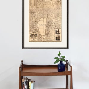 Lake Tahoe kaart Californië kaart afdrukken kaart vintage oude kaarten antieke prenten poster kaart muur interieur muur kaart Californië decor antieke kaart
