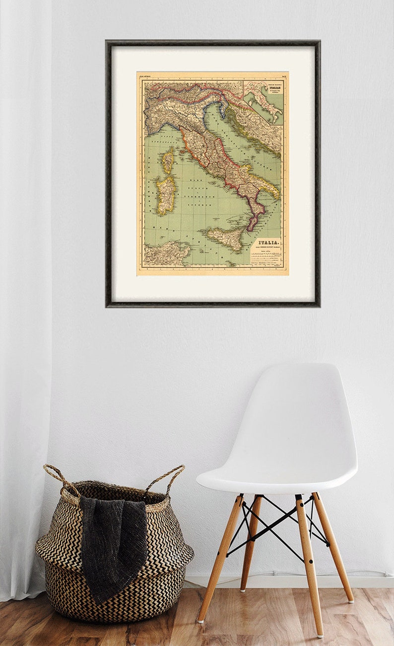 Italian map print map vintage old maps Antique map poster map wall home decor wall map italian print old prints italian decor large map image 6