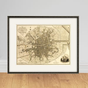 Dublin map print map vintage old maps Antique map poster map decor home decor wall map Ireland decor old prints city print Ireland wall art
