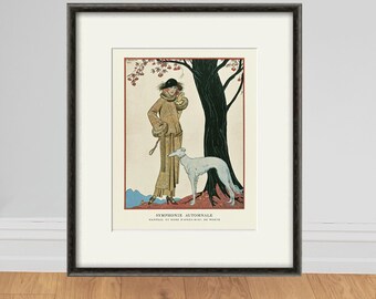 French Art Deco Fashion Print: Woman and Greyhound Poster