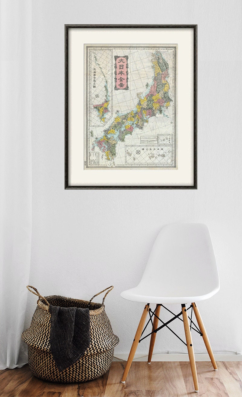 Japan Map Print Map Vintage Old Maps Antique Prints Poster Map | Etsy ...