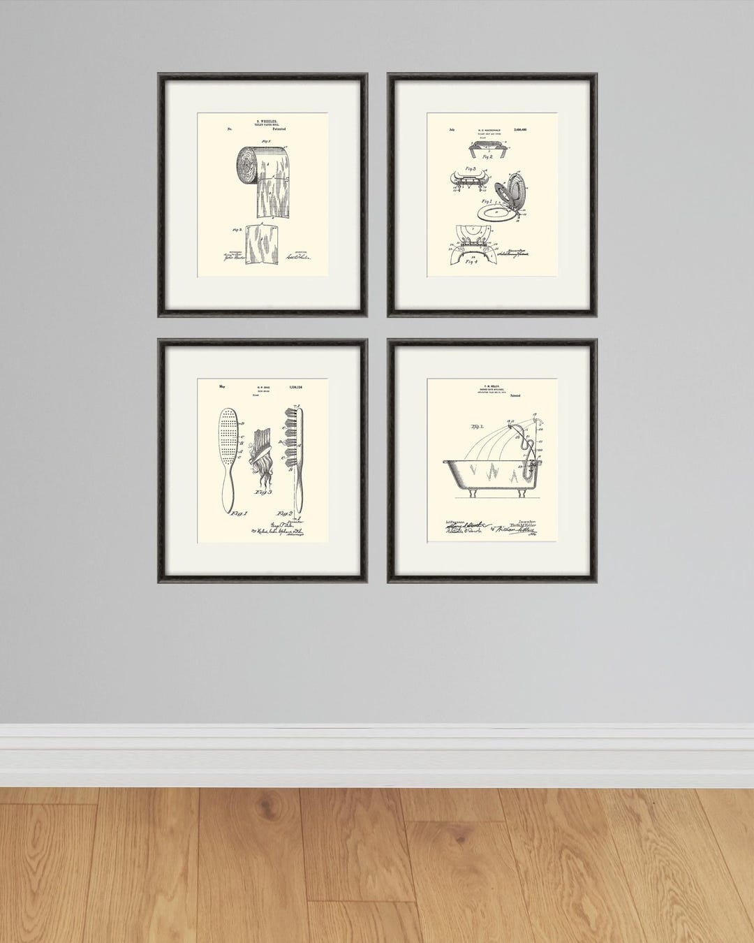 Vintage Bathroom Patent Art Print Set of 4: Toilet Decor - Etsy