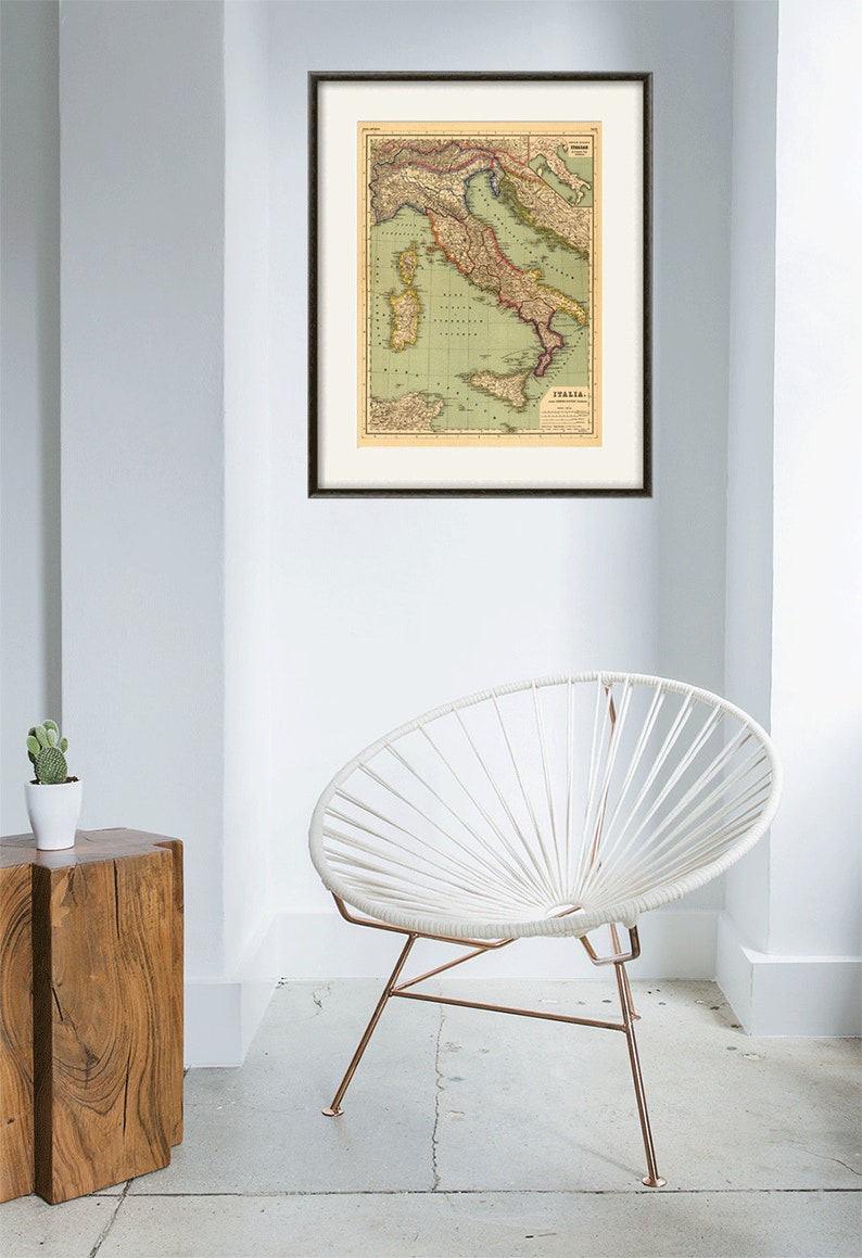 Italian map print map vintage old maps Antique map poster map wall home decor wall map italian print old prints italian decor large map image 5