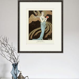 Grabado Art Déco de George Barbier: Ilustración de moda francesa