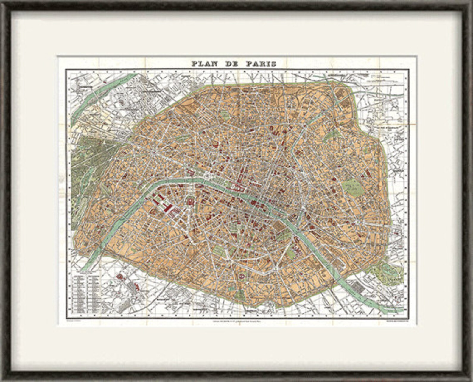 Paris Map Print Map Vintage Old Maps Antique Prints Poster Map - Etsy
