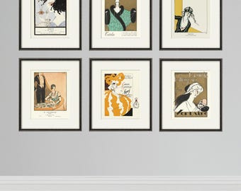 Láminas de moda Art Déco: Carteles publicitarios franceses, juego de 6