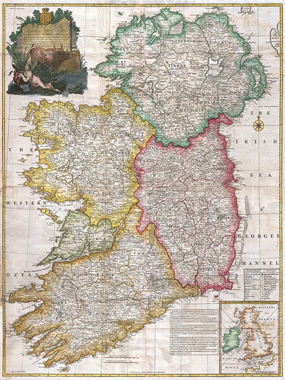 Large Map Of Ireland Poster Ireland Map Print Map Vintage Old Maps Antique Map Poster Map | Etsy Ireland