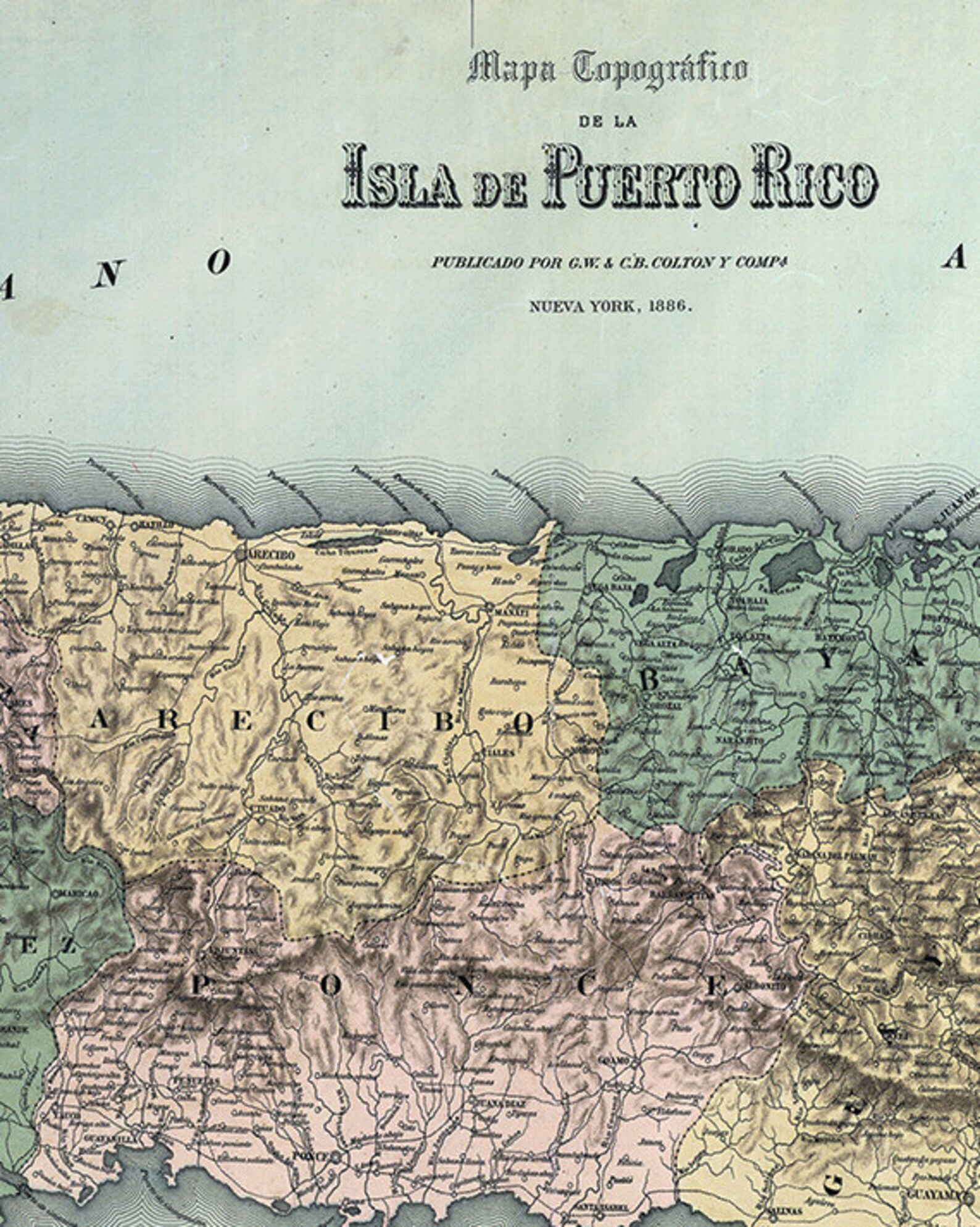 Puerto Rico map print map vintage old maps Antique map poster | Etsy