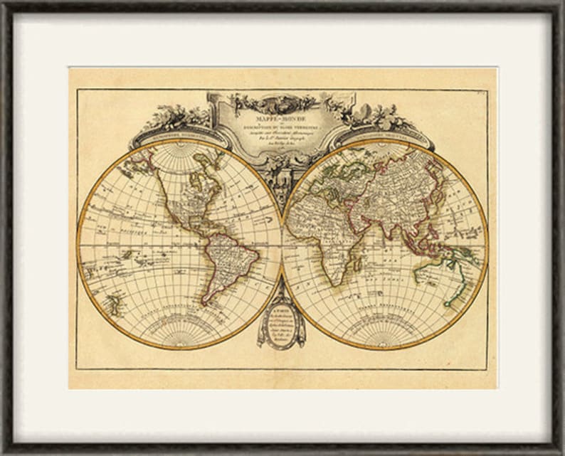 world map vintage map print antique prints old prints map