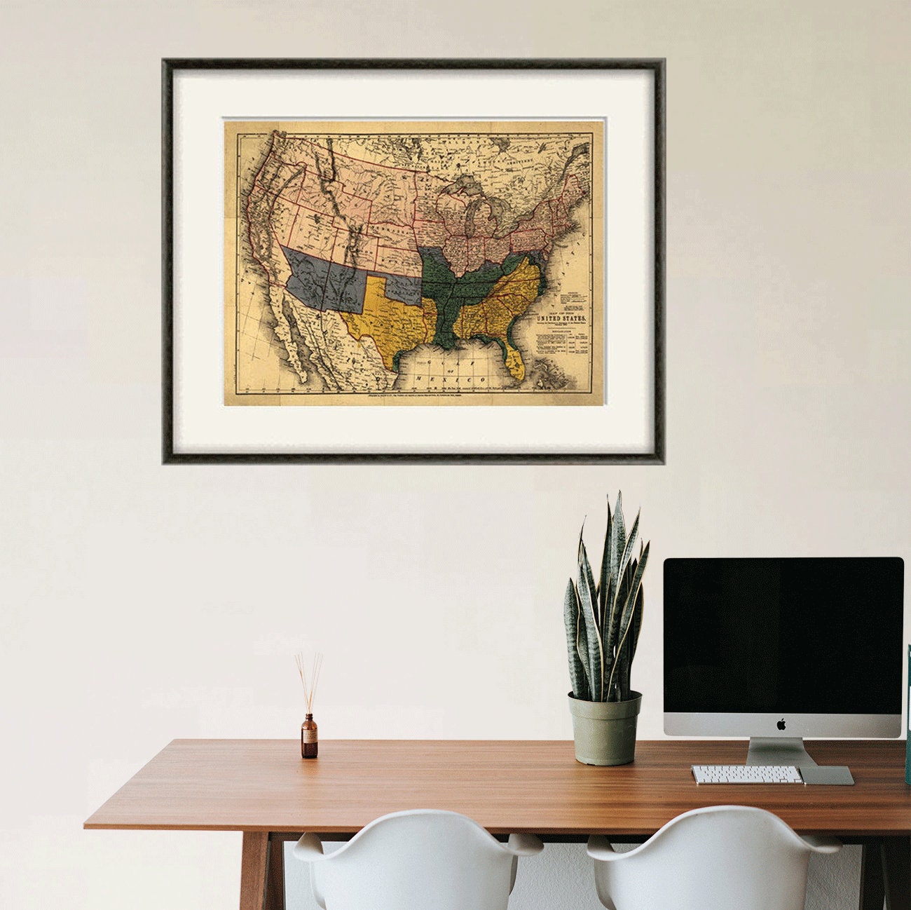 USA Map Print American Map Vintage Map Print Old Map Antique | Etsy