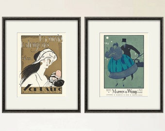 Juego de 2 láminas publicitarias francesas de estilo Art Déco