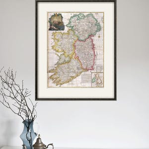 Mapa de Irlanda, impresión de mapas antiguos, mapas antiguos de época, póster de mapas antiguos, decoración de pared, decoración del hogar, mapa de pared, mapa grande, impresiones antiguas, decoración de Irlanda, Irlanda antigua