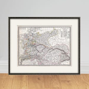 German map print map vintage old maps Antique map poster map wall home decor wall map german print old prints german wall decor map wall art