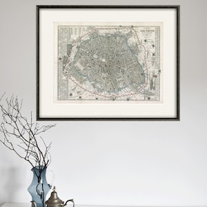 Mapa de Paris imprimir mapa vintage mapas antigos Mapa antigo pôster decoração de mapa decoração de casa mapa de parede Mapa da França impressão de Paris impressão antiga decoração de Paris arte de Paris