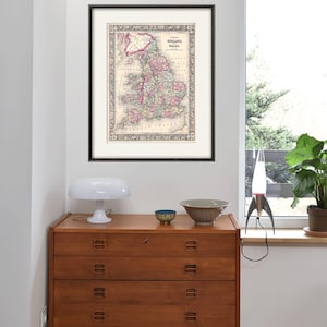England map print UK map vintage old maps Antique map poster map wall decor home decor wall  map large map old prints british decor wall map