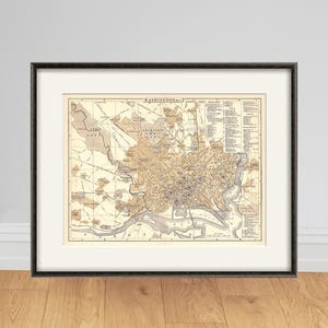 Carte de Washington DC, impression de cartes anciennes vintage, carte ancienne, affiche de carte, décoration murale, carte de la ville, impressions anciennes de Washington dc, impression de carte murale