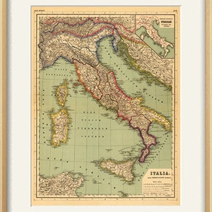 Italian map print map vintage old maps Antique map poster map wall home decor wall map italian print old prints italian decor large map image 2