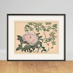 Peony art print Japanese botanical prints garden wall art home decor wall art japan poster antique print japanese decor flower wall art