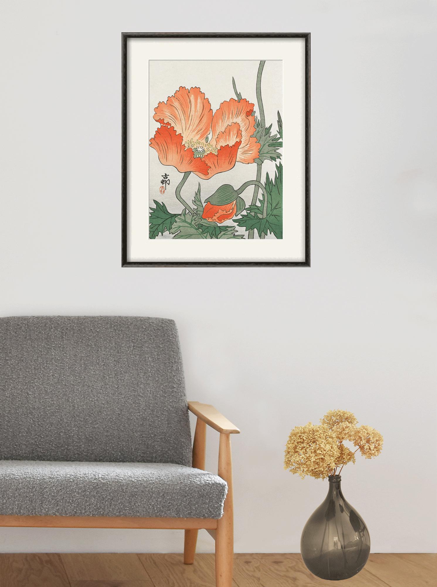 Antique Japanese Poppy Art Print: Botanical Wall Decor - Etsy