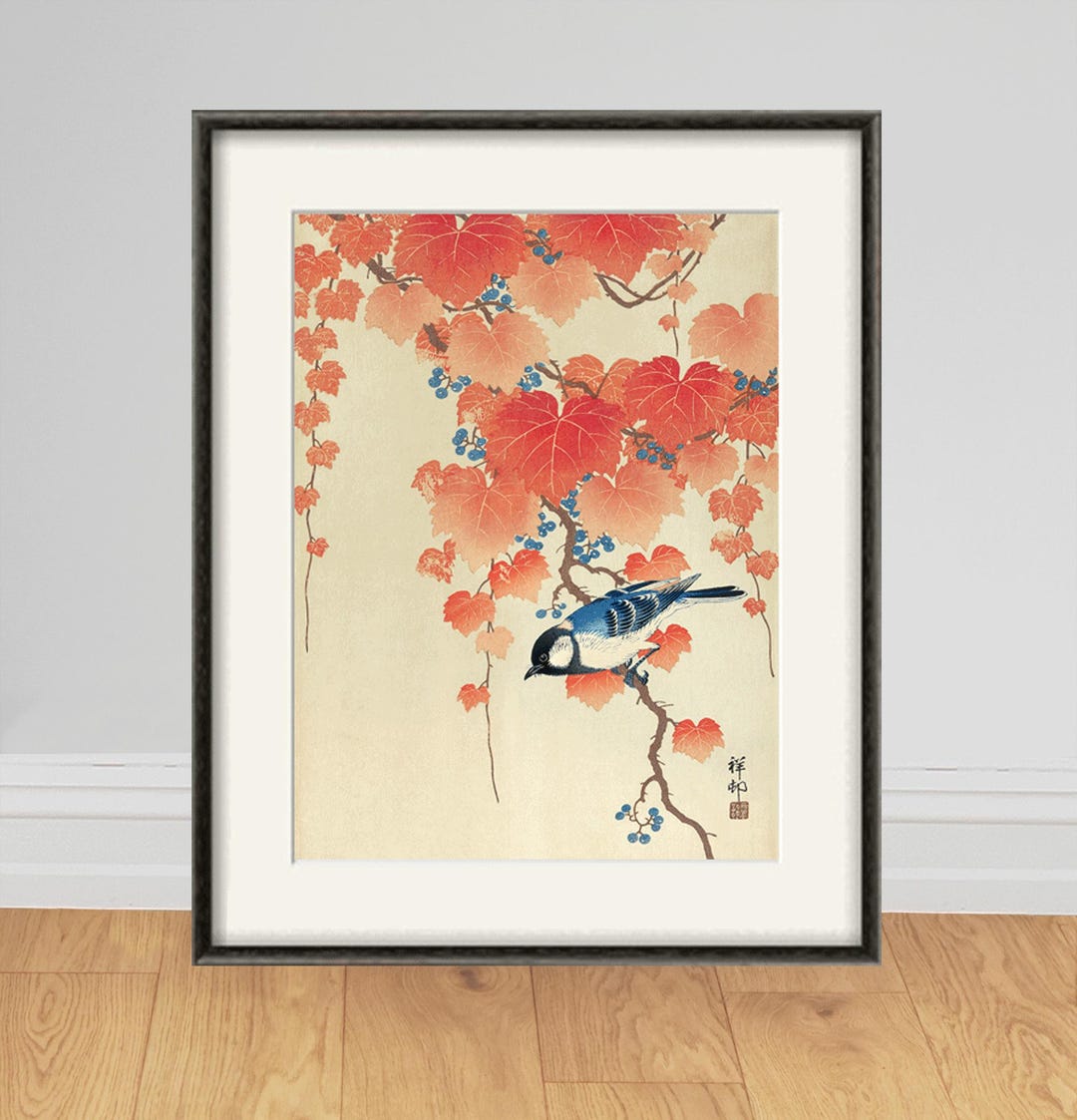 Rosemary Bird作 アボリジニアート Red Birds With Flowers Print – Poster Museum