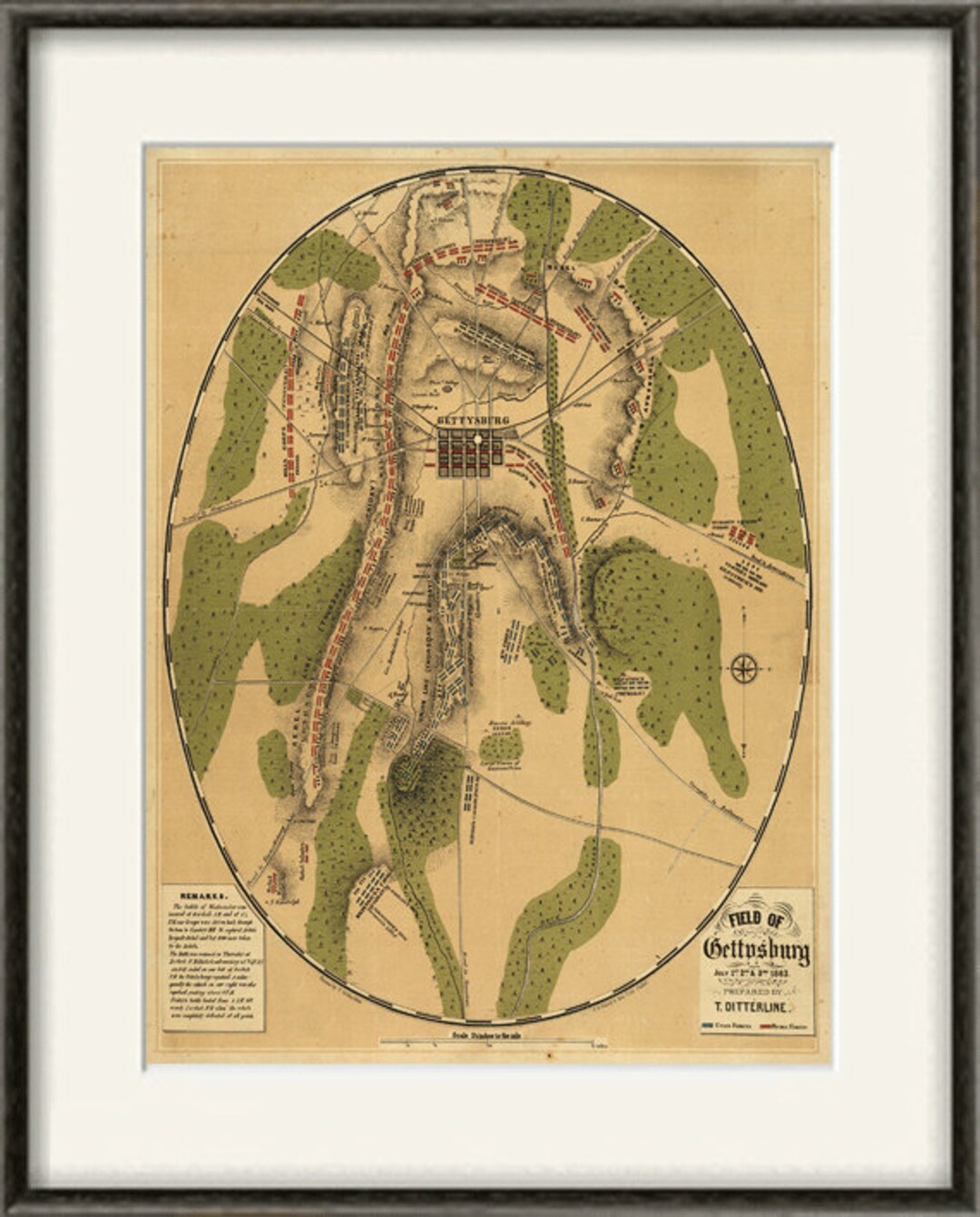 Civil War Map Print Map Vintage Old Maps Antique Prints Poster Map Wall ...
