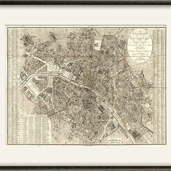 Paris map print map vintage old maps Antique map poster map decor home decor wall map France map Paris print old prints Paris decor wall art