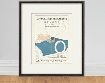 Lámina Art Déco francesa: Póster publicitario de coches antiguos