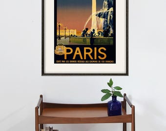 Paris Travel Art Print: Vintage French Poster, Home Decor