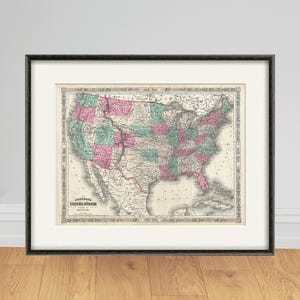 USA map print American map vintage Map print old map Antique prints poster map decor home decor wall  map large map wall art wall map art