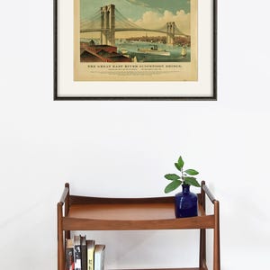 Lámina artística antigua del Puente de Brooklyn: Ciudad de Nueva York, decoración victoriana imagen 8