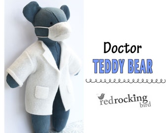 Doctor/Nurse Teddy Bear Sewing Pattern - with Face Mask and Jacket- PDF