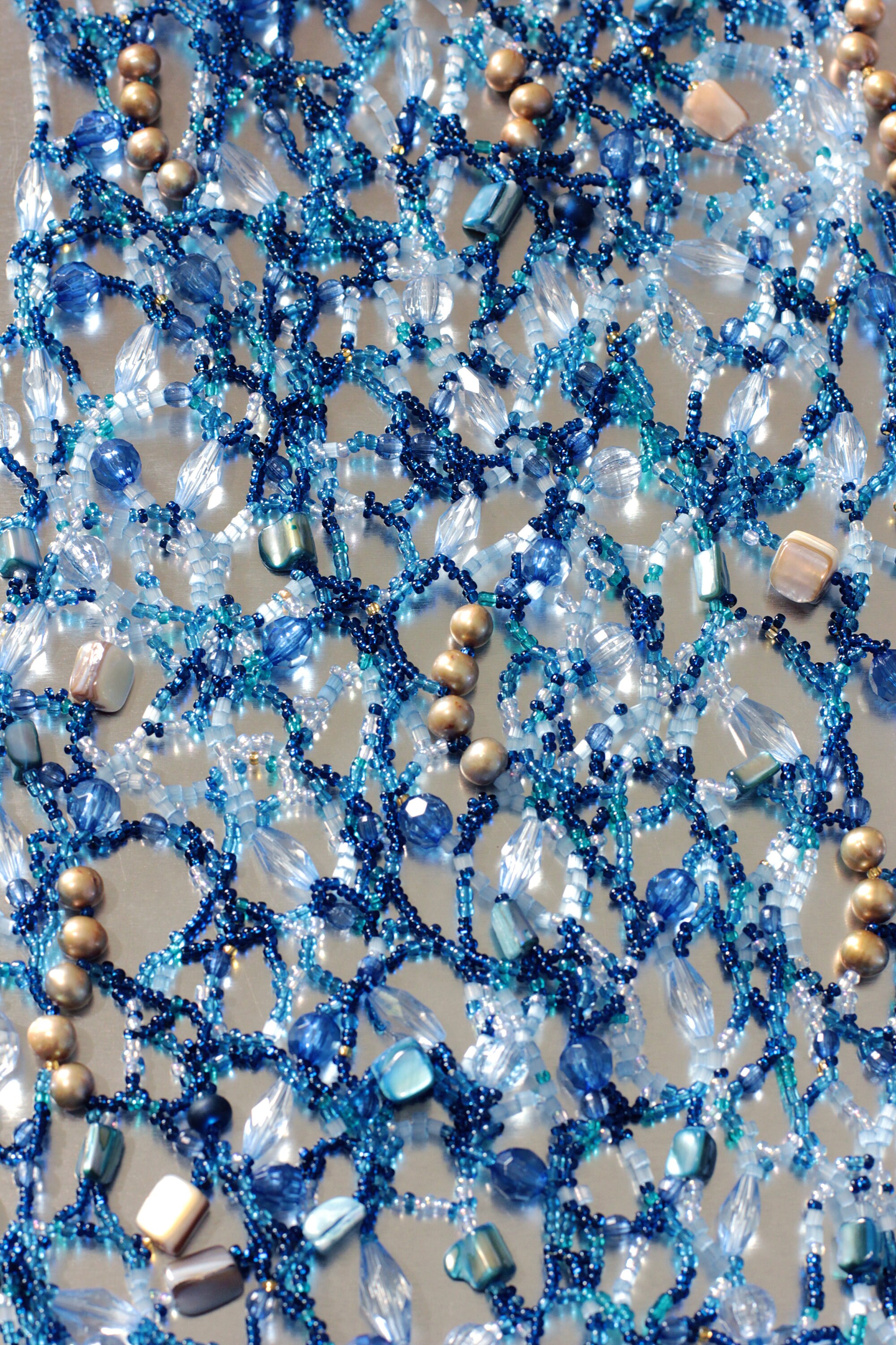 Waterfall Necklace Very Long Seed Bead Free Form Beadwork Etsy Canada