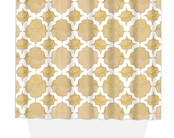 Shower Curtain, Home Decor, Bathroom Decor, Watercolor Quatrefoil Natural