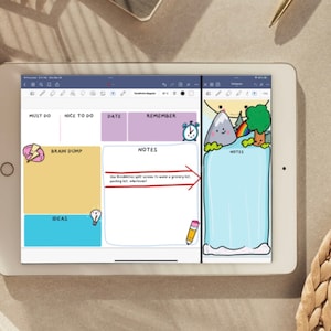 Cute Kawaii GoodNotes digital skinny side notebook for a dutch door and split screen planner and bujo pdf and png!