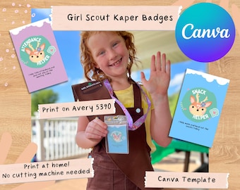 Plantilla de Canva para Girl Scouts, gráfico de Kaper, insignias imprimibles para reuniones de la tropa juvenil Daisy Brownie
